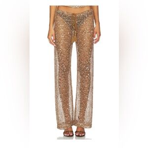 Sequin Embellished Gold Pants